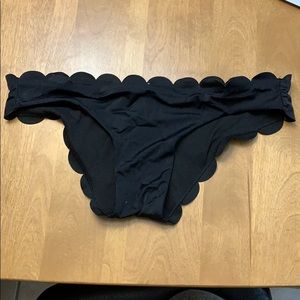 Scalloped black bathing suit bottoms